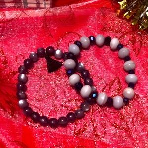 Handcrafted beaded bracelet set of 2